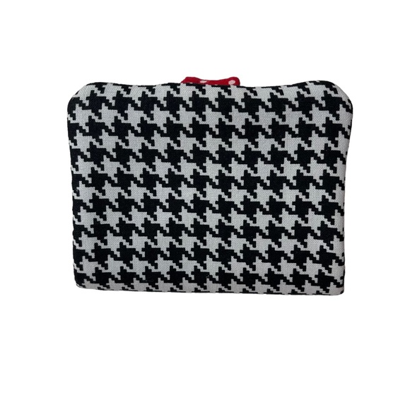Fabric S-handmade wallet fully lined zipped pocket snap closure black white red - Picture 3 of 7
